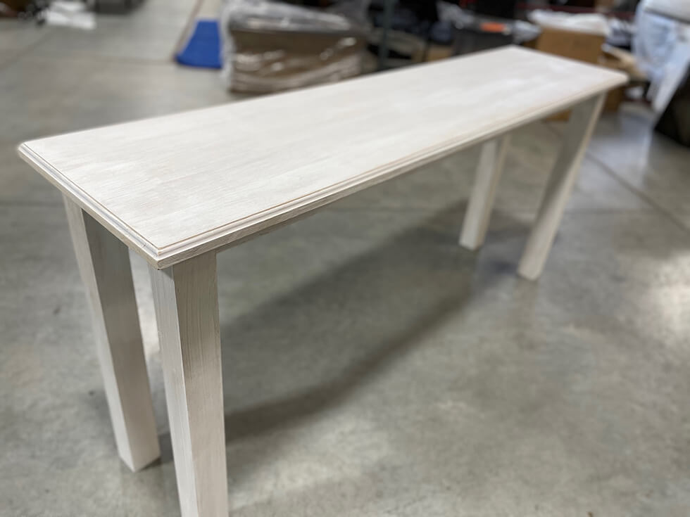 A medium size white colored end table build by Fox in the Sawdust in Rexburg ID