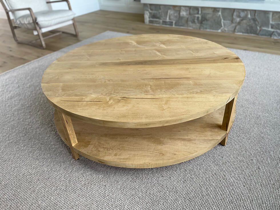 coffee table placed in the middle of a drawing room in a house in Rexburg Id build by fox in the Sawdust